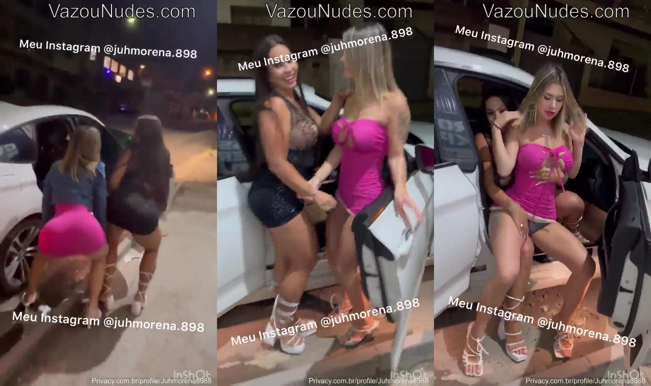 Júh Morena e Sua Amiga Fazendo Xixi na Rua.